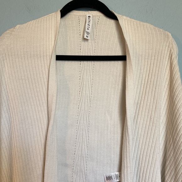 Athleta Womens Sz XS White Solstice Wrap Open Cardigan Merino Wool Blend Sweater - Picture 5 of 14
